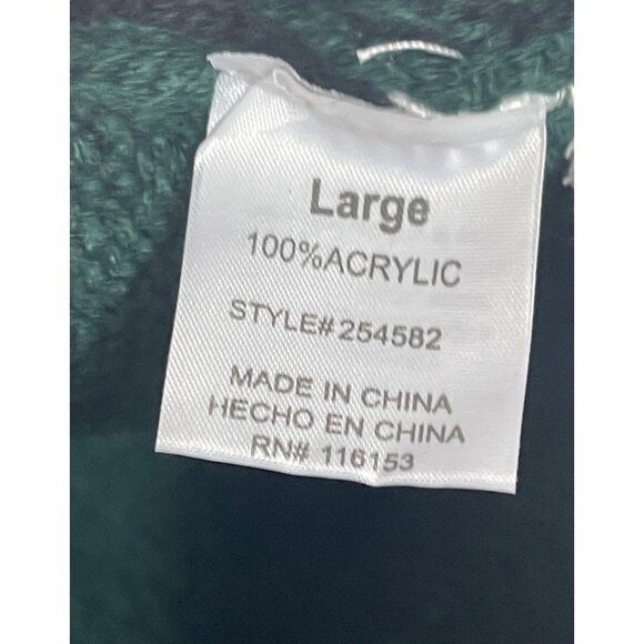 Poof New York Merry Christmas Womens Santa Sweater Large Green & Red Acrylic - Picture 4 of 5